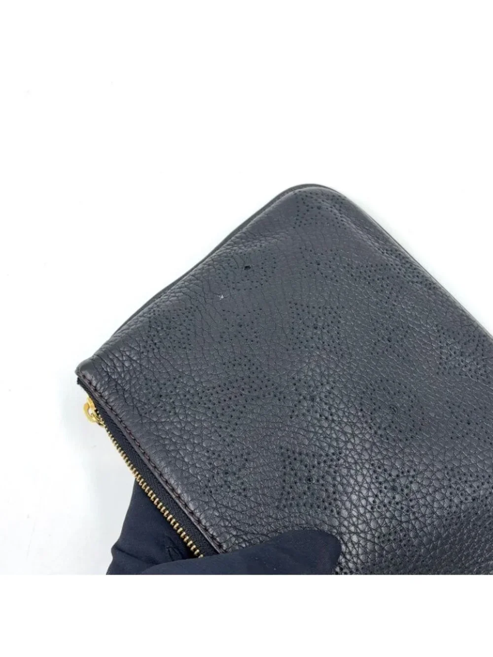 Louis Vuitton Mahina Selene Monogram Leather Black Pouch Gold